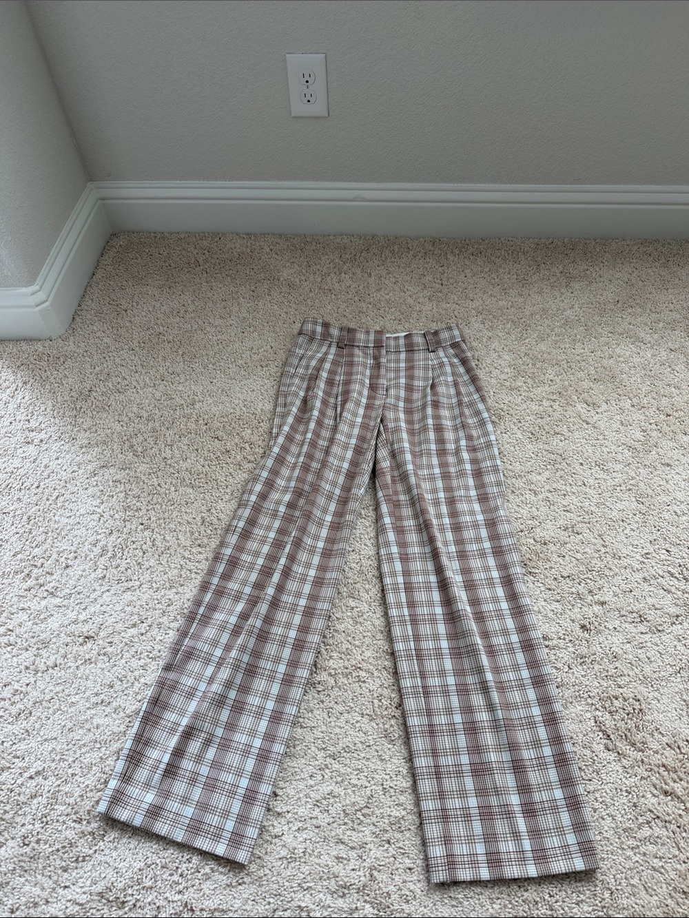 Sunday Best Plaid Wide-Leg Pants in Brown and Cream